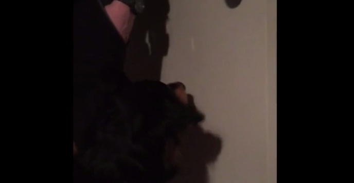 Dog Tries To Eat Reflection From Watch Off The Door