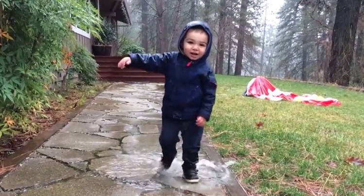 This Little Man Keeps On Falling While Playing In The Rain