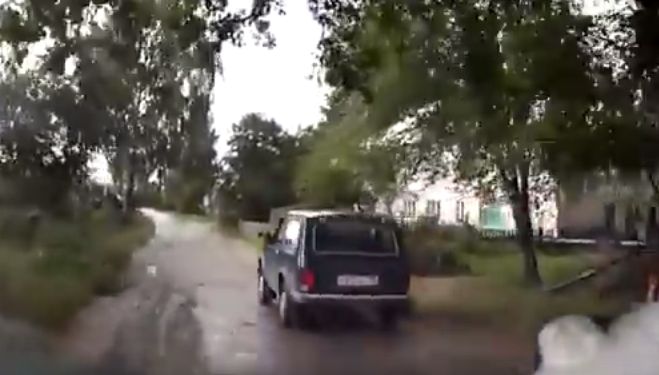 Careless Driver Who Speeds Off Slippery Road Gets Instant Unusual Karma.