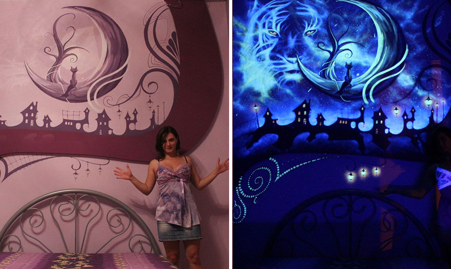 This Mural Painting Transforms Into Something More Enchanted When The Lights Are Off – Have A Look…