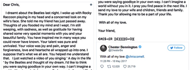 Chester Bennington's Message for Chris Cornell
